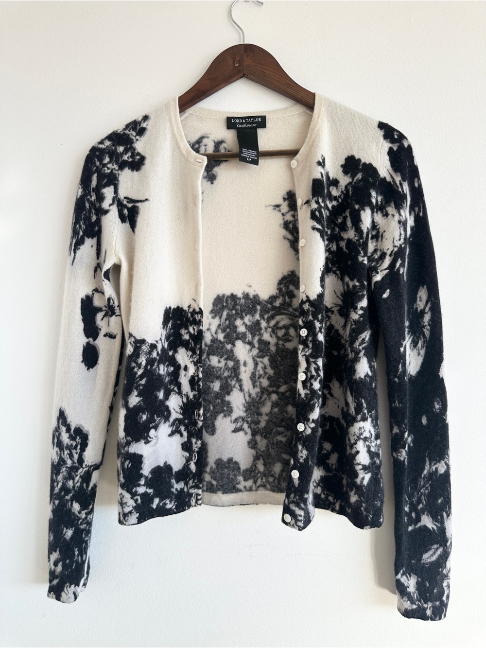 Lord & Taylor 100% Cashmere Floral Cardigan – S/P